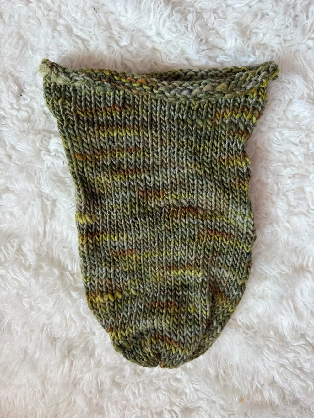Handknit Beanie Hand dyed Merino Wool - Shrek’s Swamp